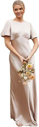 Six Stories Gathered Bust Satin Bridesmaid Dress in Oyster at Nordstrom, Size 6