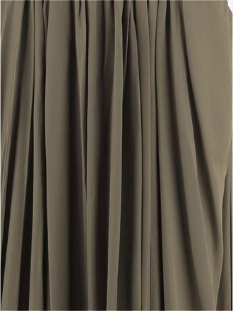 SA SU PHI Womens Long Pleated Skirt Army Green Cotton