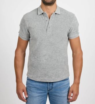 Monfrere Pierce Towel Terry Polo Shirt In Light Grey