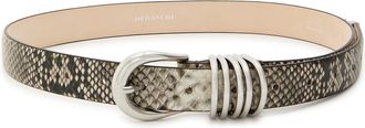 D&eacute;hanche Hollyhock Snake-effect Leather Belt - White - XL