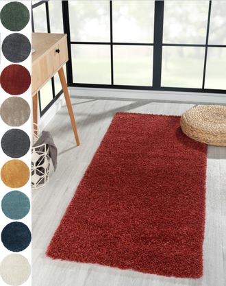 My Flair Hochflor-Läufer »My Shaggy« rechteckig 37 mm Höhe Shaggy, Uni Farben, leicht glänzend, Microfaser, extra flauschig