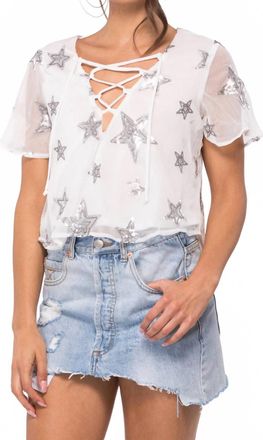 Show me your Mumu Oasis Lace Up Crop Top In Star Bright