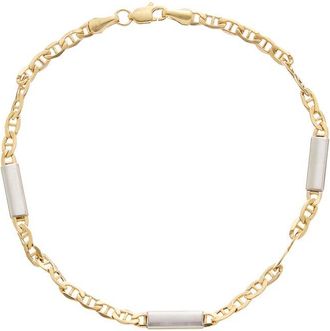 Italian Gold, Inc 10K 1/2 Inch Bar Station Mariner Link Bracelet