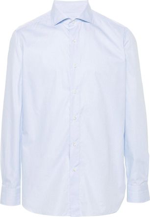 Borrelli Napoli Light Blue Checked Cotton Shirt With Classic Collar And Tailored Fit