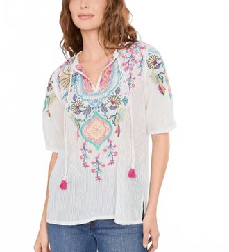 Johnny Was Margot Short Sleeve Blouse In Natural