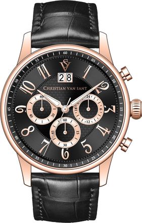 Christian Van Sant Mens Heritage Black Round 42mm