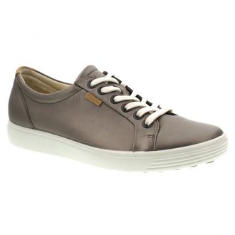 Ecco Ecco Soft 7 Metallic Leather Womens Low Top Trainers - Stone Metallic - Size:UK 6.5-7