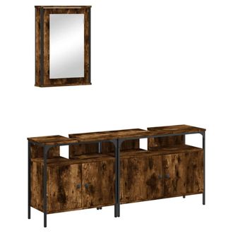 Berkfield Home 3 Piece Bathroom Furniture Set Smoked Oak Engineered Wood in Brown