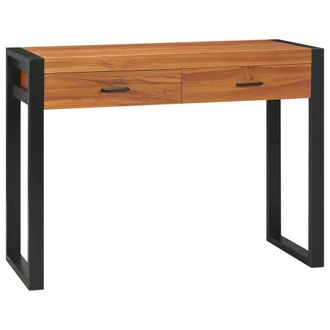 Berkfield Home Desk with 2 Drawers 100x40x75 cm Teak Wood in Brown | Size: 100 x 40 x 75 cm