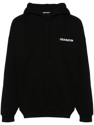 Cole Buxton logo-print cotton hoodie - men - Cotton - M - Black