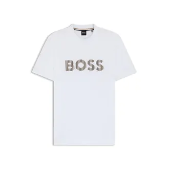 BOSS Stripe-artwork T-shirt in cotton jersey