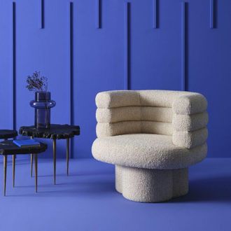 Signature Sillón giratorio en tela crudo L82 cm - trefle