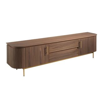 Angel Cerd&aacute; Mueble tv en madera nogal y acero dorado