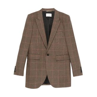Saint Laurent Single-Breasted One-Button Jacket - female - Saint Laurent - Blazers - Brown - L - Jackets