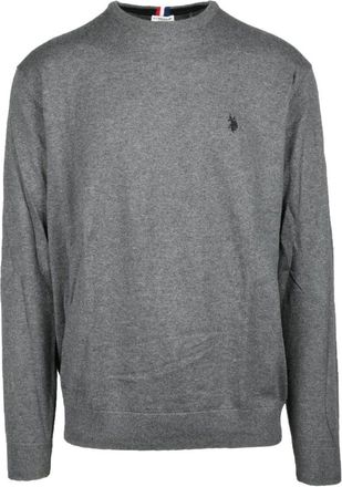 U.S.Polo Association U.S. Polo Assn., Round-neck Knitwear, male, Gray, 2XL, Cotton Cashmere Knit Jumper