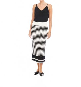 Fifteen Twenty Zoe Crochet Midi Skirt In Black And Cream