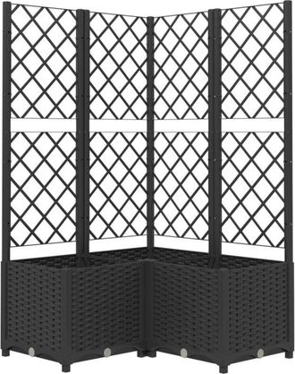 vidaXL Jardinera con enrejado pp negro 80x80x136 cm Vidaxl