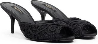 Dolce & Gabbana Womens Black Cotton Mules