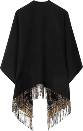 Burberry Reversible Wool with Burberry Check Cape - Black