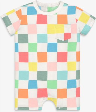 primary Baby Pocket Shortie In Rainbow Checkerboard in Ivory Rainbow Check at Nordstrom, Size 12-18M