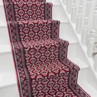 Runrug Stair Runner Carpet for Staircases - Soft & Comfy, 9mm - Heriz in Dark Red | Size: 60 cm x 570 cm
