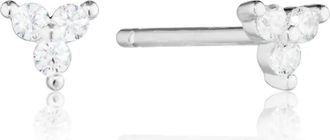 Lily & Roo Silver Triple Diamond Style Stud Earrings