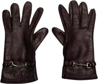 Gucci Pre-owned Leren Handschoenen - Dames - Vintage Accessoires - Bruin - ONE Size - Leer - Vintage