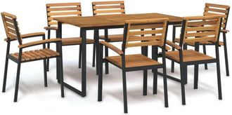 vidaXL 7 Piece Garden Dining Set Solid Wood Acacia and Metal vidaXL