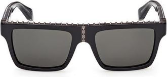 Christian Louboutin 56mm Rectangular Sunglasses in Black Gunmetal/zeiss Smoke at Nordstrom