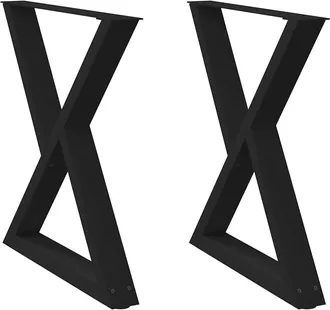 vidaXL Gambe Per Tavolo Da Pranzo 2 Pz Nere 80x(72-73,3) Cm In Acciaio - Vidaxl