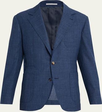 Brunello Cucinelli Mens Glen Plaid Single-Breasted Suit Jacket