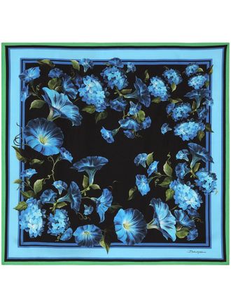 Dolce & Gabbana floral-print silk scarf - women - Silk - One Size - Blue