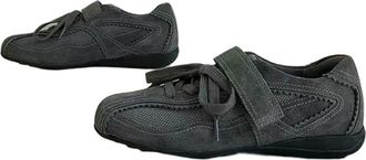 Generic NYSBH Womens Shoes Flat Sole Lace-up Hook Loop Sneakers Women Leisure Autumn Retro Ballet Gray