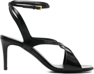 Khaite Liria Ankle Strap Sandal - Dames - Sandalen met hakken - Zwart - 37 1/2 EU - Leer - Schoenen