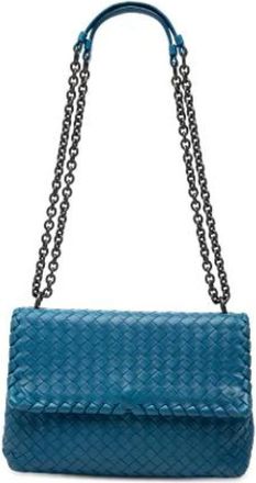 Bottega Veneta Pre-owned Cross Body Bags, female, Blue, Size: ONE SIZE Pre-owned Leather Shoulder Bag