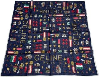 Celine Pre-owned Scarves, female, Blue, Size: ONE SIZE Pre-owned Silk Scarf