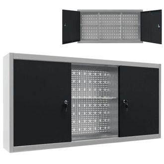 vidaXL Armadio A Parete Stile Industriale In Metallo Grigio Nero - Vidaxl