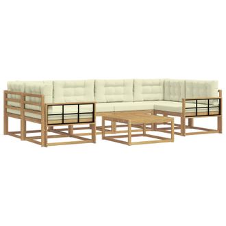 vidaXL Conjunto De Sof&aacute;s De Exterior Con Coj&iacute;n 5 Pcs Blanco Y Crema Vidaxl