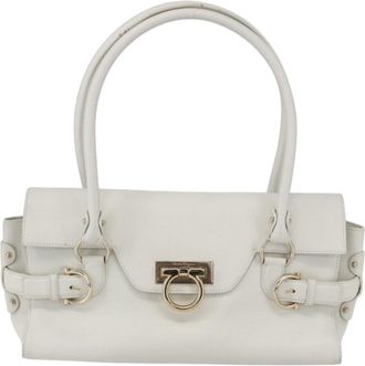 Ferragamo Gina Satchel Leather White Leather Handbag (Pre-Owned)