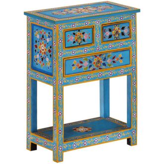 vidaXL Credenza Turchese 55x30x76 cm in Legno Massello di Mango vidaXL
