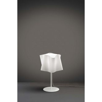 Linea Zero L&aacute;mpara De Mesa Con Base Y Tija Met&aacute;lica Pantalla Folio Blanco Di&aacute;metro 25x H37 Cm