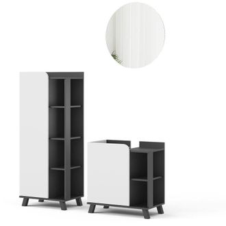 Vicco Set di mobili da bagno Karen, Antracite/bianco, 3 parti