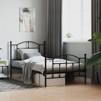 Berkfield Home Metal Bed Frame with Headboard & Footboard Black 100x190 cm