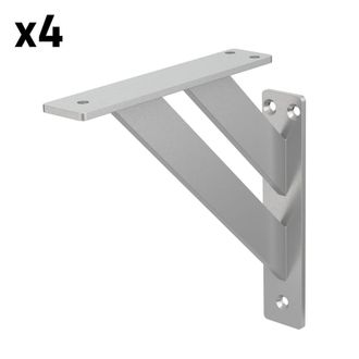 ML Design 4x soportes de estante de aluminio plata 180x180mm