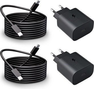 No Brand Paquete De 2 Cargadores Usb-c De 25 W, Fuente De Alimentaci&oacute;n De Carga R&aacute;pida Con Cable De 2 M, Compatible Con Samsung Galaxy S25, S24 Ultra, S24, S24