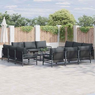 vidaXL Conjunto De Sof&aacute; De Jard&iacute;n 12 Pcs Antracita Acero Vidaxl