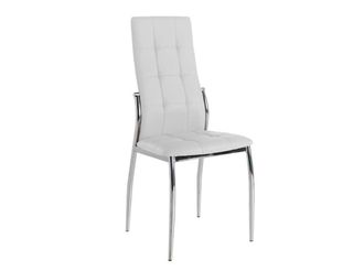 Pondecor Interiorismo Silla tapizada en polipiel blanca con patas cromadas