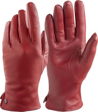 Pearlwood Lederhandschuhe PEARLWOOD PAM, Damen, Gr. 7.5, fire, Schafsleder, unifarben, Handschuhe Lederhandschuhe, weiches Fleece-Innenfutter, Temperaturregulie