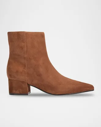 Marc Fisher Leonna Leather Block-Heel Ankle Booties