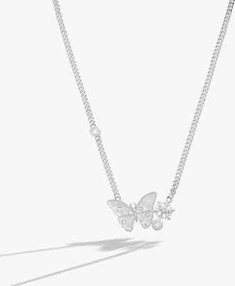 Alex and Ani Glass Butterfly Inline Necklace in Silver at Nordstrom